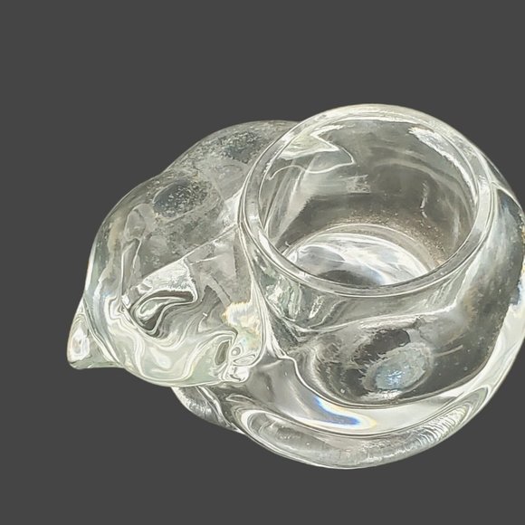 VTG‎ Indiana Glass Sleeping Cat Votive 5" Crystal Candle Holder Paper Weight USA - Picture 2 of 7